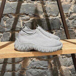 Miu Miu Grey Stretch Knit Crystal Embellished Sneakers